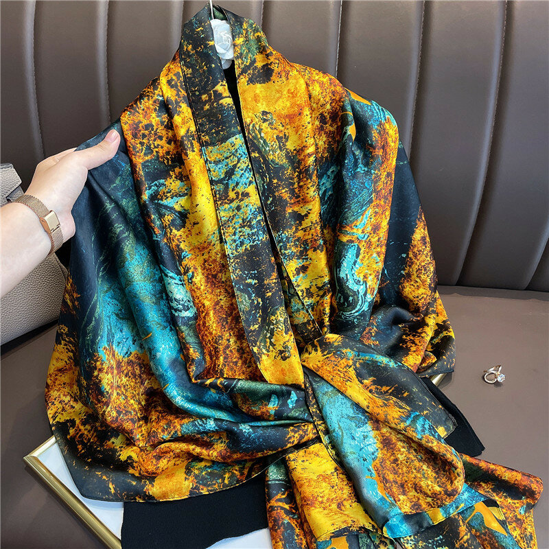 2021 женский шейный платок, Женский шаль и палантин, шелковый шарф, Женская шаль, бандана