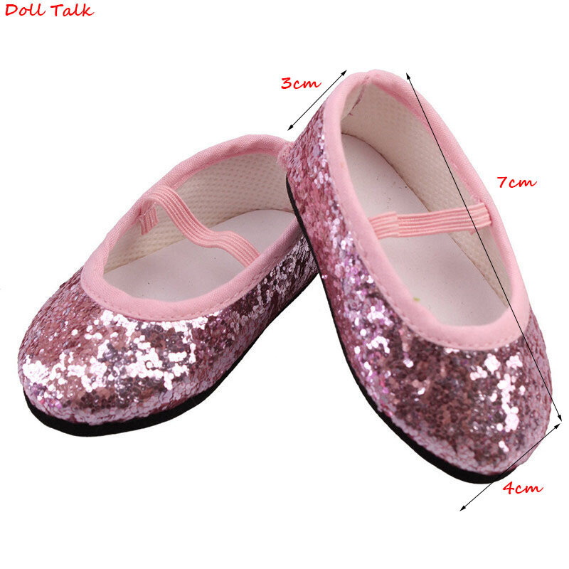 7cm 2020 New Fashion Baby Sequins Doll Shoes Manual Canvas Shoes For 43cm Dolls Baby New Born And 18 inches American Dolls