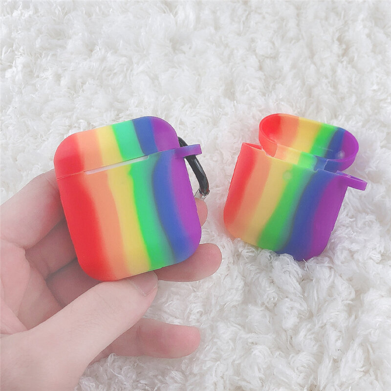 Silicone Case Rainbow Protective Cover for AirPods TPU Earphone Soft Silicone Cover for Air Pods 2 Case