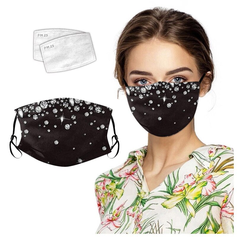 Reusable 3 Layers Mask For Face Women Silk Mouth Masks With 2pc Filters Cotton Face Mask Mascarilla With Print Cool Design