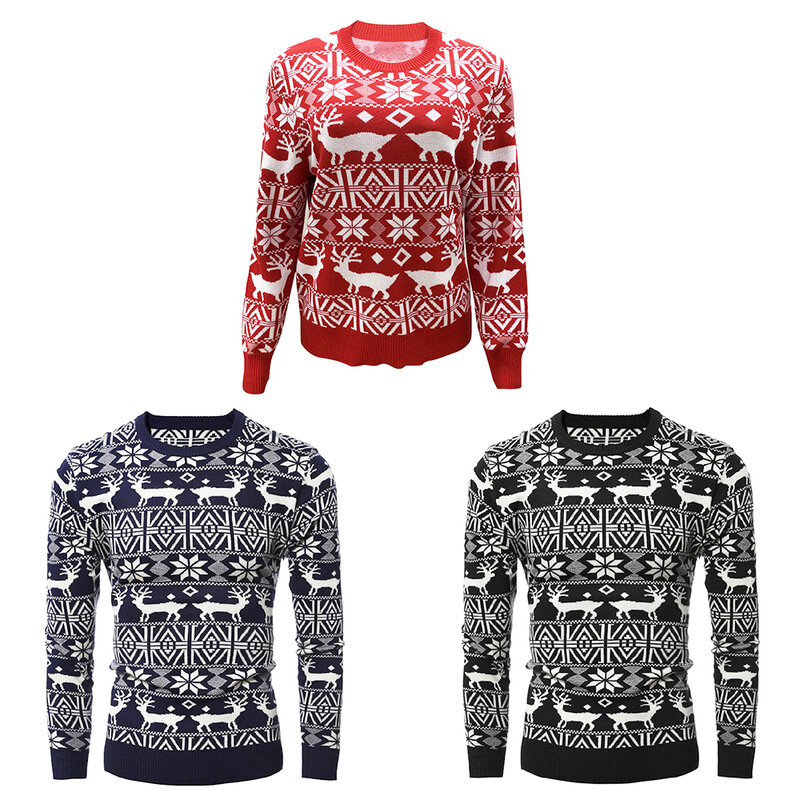 ZOGAA-suéter informal para hombre, suéter de cuello redondo con diseño de ciervo navideño, Código europeo, Base Jacquard, Otoño e Invierno