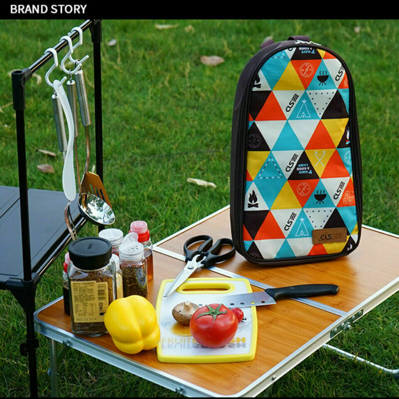 Camp Kitchen Utensil Organizer Travel Set Portable BBQ Camping Cookware Handbag
