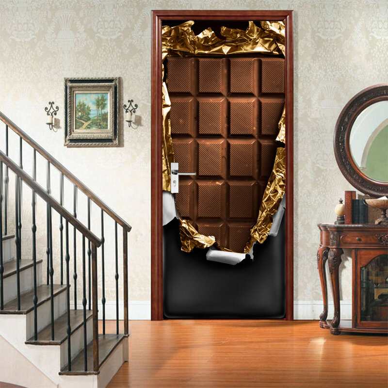 الباب ملصق أدوات الباب خلفية الباب الديكور ورق حائط ذاتي اللصق من بي في سي لتقوم بها بنفسك الشوكولاته طباعة صورة فنية تجديد ملصق مائي