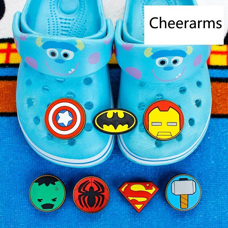 PVCの靴のチャーム,スーパーヒーローのキャラクター,DIYの漫画のアバター,クロッグの装飾に適しています,子供のクリスマスプレゼント,jibz,1個