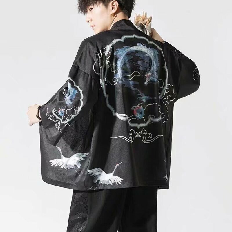 Kimono japonés tradicional Yukata para hombre, cárdigan de playa, ropa asiática fina, cárdigan informal de moda, camisa