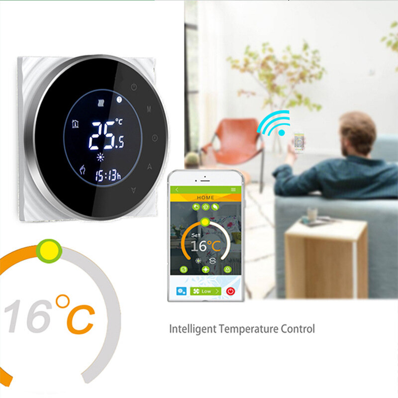 Lonsonho Tuya WiFi inteligente termostato 220V controlador de temperatura para piso de calefacción de la caldera de casa inteligente trabaja con Alexa de Google