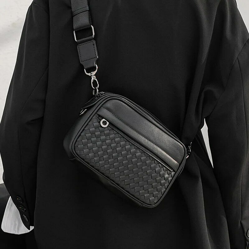 Luxruy – sacs à bandoulière tissés pour hommes, sacs à main d'affaires en cuir PU à la mode, 2021