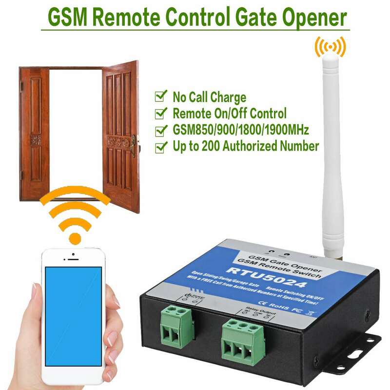 RTU5024 GSM ประตูรีเลย์สวิทช์รีโมทคอนโทรลประตูประตูโดยโทรฟรี850/900/1800/1900MHz