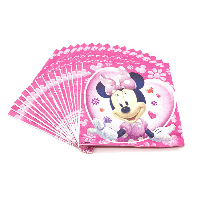 Disney-suministros para fiestas temáticas de Minnie Mouse, vasos de papel, platos, servilletas, niños, niñas, Baby Shower, decoraciones para fiestas de cumpleaños, juegos calientes
