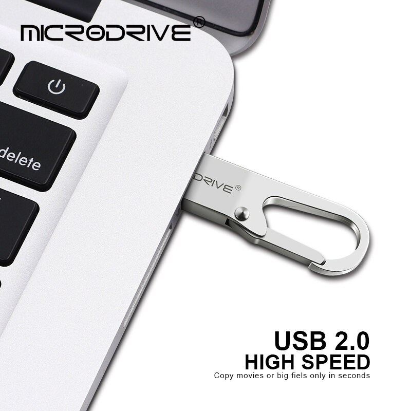 USBキー付き防水メタルUSBフラッシュドライブ,4GB,8GB,16GB,32GB,64GB,2.0 GB,128GB,256GB,512GB