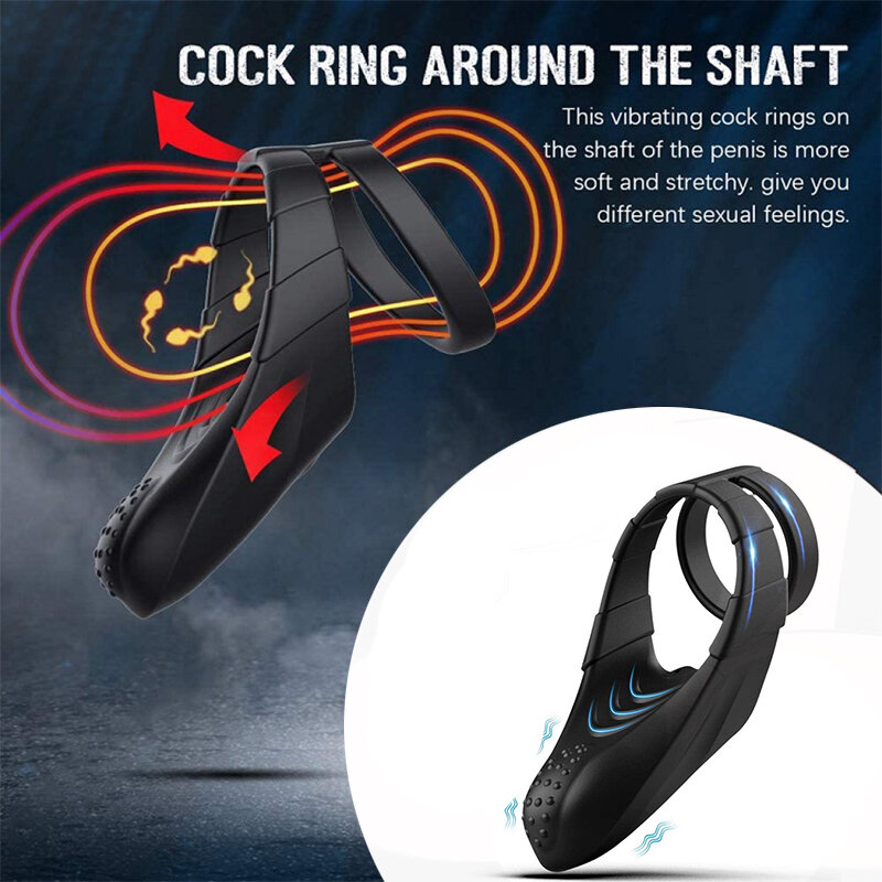 Soft Silicone Sex Toys for Man Delaying Ejaculation Waterproof Dual Vibrating Cock Ring Double Penis Rings Vibrator