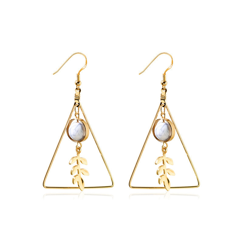 Boucles d'oreilles Triangle géométrique en forme de feuille, Style coréen, tendance, Simple, nouvelle collection 2020