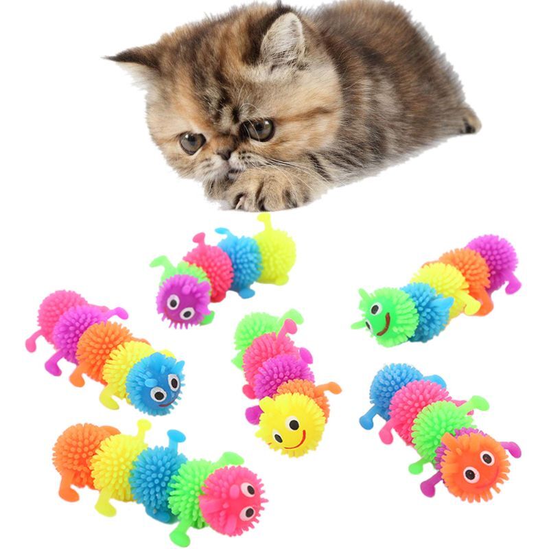 Kat Speelgoed Grappig Simulatie Rups Rubber Puppy Opgeruimd Huis Chew Speelgoed Fidget Supplies Pet Product Kitten Accessoires Kitty