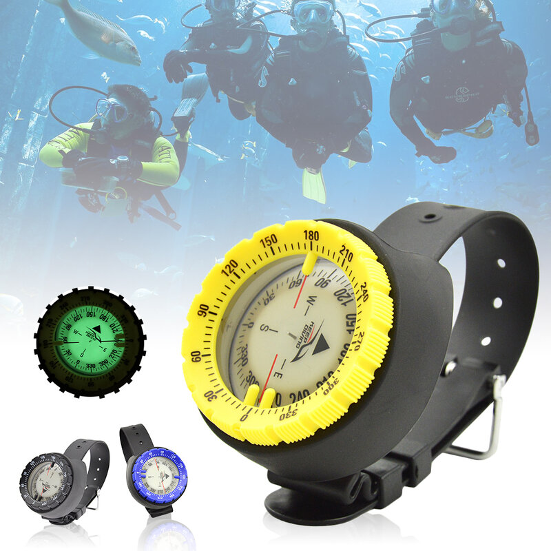 50M Kompas Pergelangan Tangan Bawah Air Kompas Menyelam Seimbang Tahan Air Dial Bercahaya Tali Dapat Dilepas untuk Scuba Diving Kayak Luar Ruangan