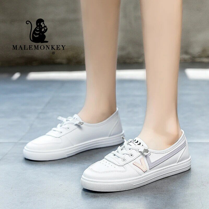 White Women Casual Vulcanize Shoes 2021 Autumn Fashion Outdoor Breathable Flat Shoes Woman White Sneakers Light Female Shoes