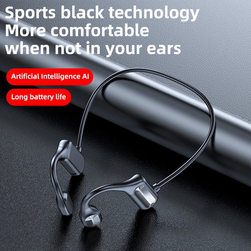 2021 Headphone Konduksi Tulang Baru Earphone Olahraga Nirkabel Bluetooth Headset Stereo Bebas Genggam dengan Mikrofon untuk Berlari