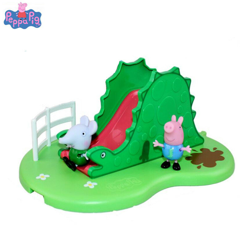 Szczęśliwy miś huśtawka kreskówka świnia rodzina dzieci zabawki Anime rysunek role figurka Model z pcv zabawki dla dzieci prezenty