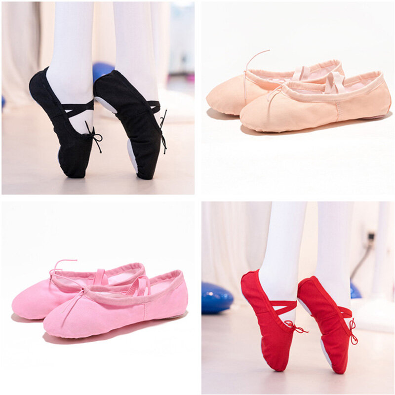 USHINE-Zapatillas de Yoga para profesores de gimnasio, zapatos de Ballet para niña y mujer, zapatos de Ballet de lona para niño