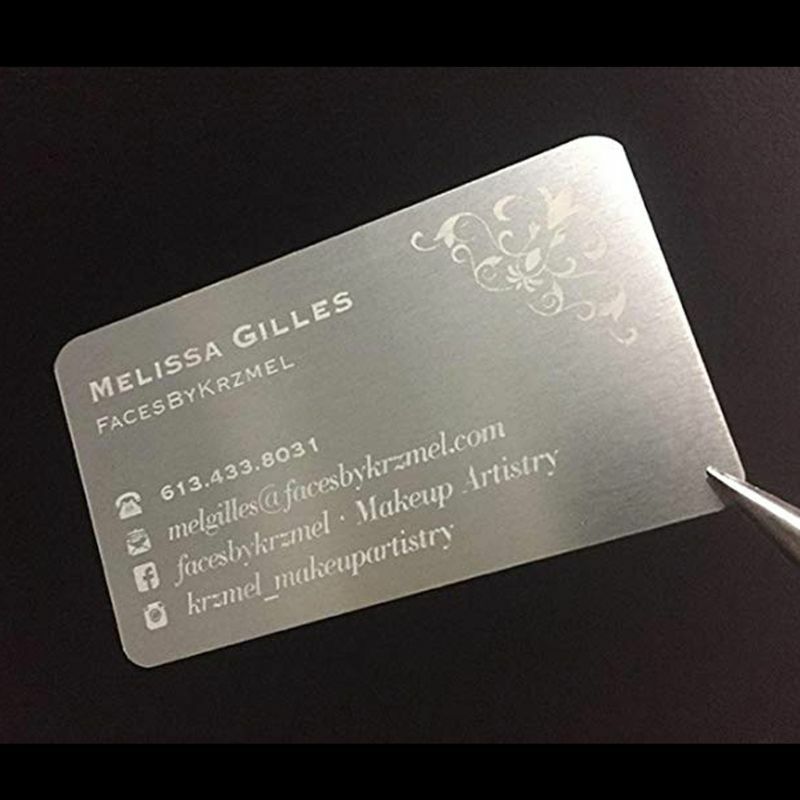 100Pcs Leere Eingravierten DIY Custom Metall Glatte Business Besuch Name Karten Aluminium Legierung Visitenkarte Display