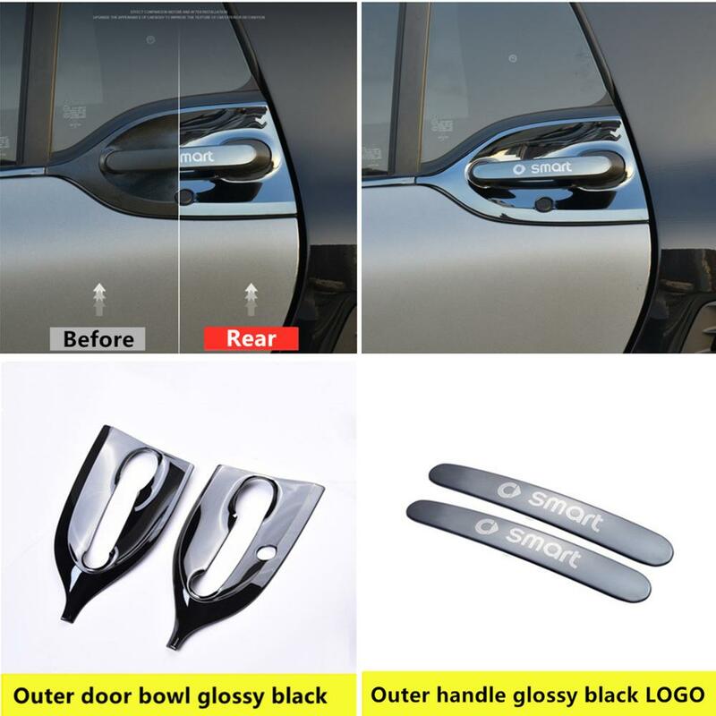 For smart 453 fortwo Stainless Steel Outer Door Bowl Protective Sticker Door handle decorative shell Car accessories exterior