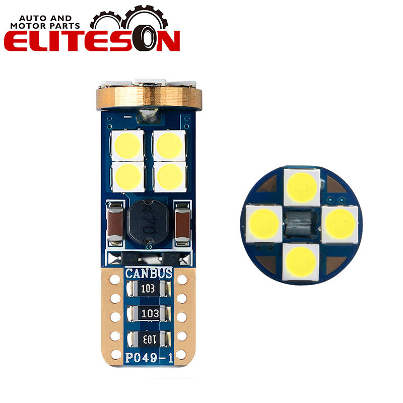 Eliteson – lampes de lecture LED T10 3030 12smd pour voiture, 2 pièces, Canbus W5W 194, dégagement, ampoules latérales à queue compensée Auto, blanc 168, sans erreur