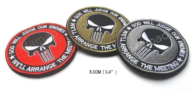 PUNISH SKULL God Will Judge Our Enemy WE'LL ARRANGE MEETING PATCH Military Tactical Badge Multicam Sniper Patch