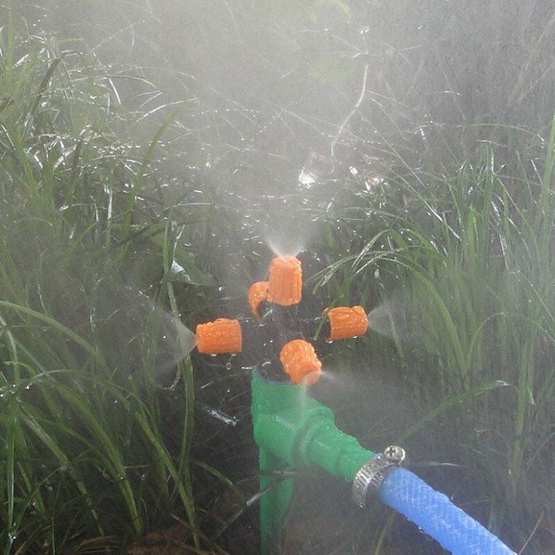 Sistema de riego automático, aspersor de agua giratorio de 360 grados, 5 boquillas, manguera de tubería de jardín, jardinería automática