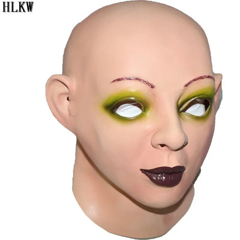 Sexy Lady Realistic Latex Female Head Mask For Party Mask Women Disguise Crossdressing Sissy Carnival Mask Halloween Adults Cos