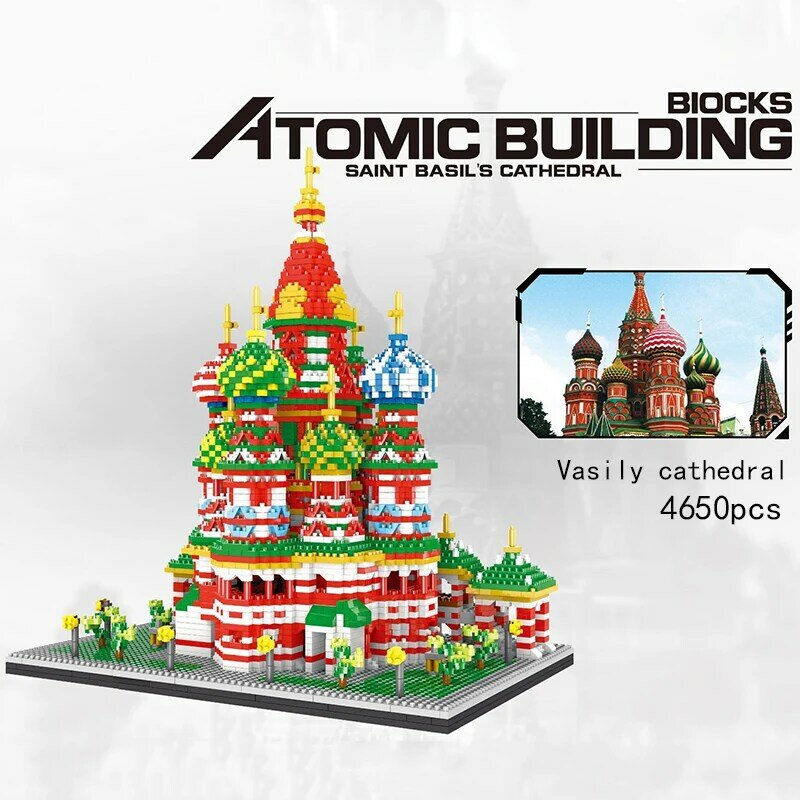 Minibloques de construcción 3D para niños, juguete de ladrillos para armar la Iglesia, la Catedral, el Vasile, serie World Architecture