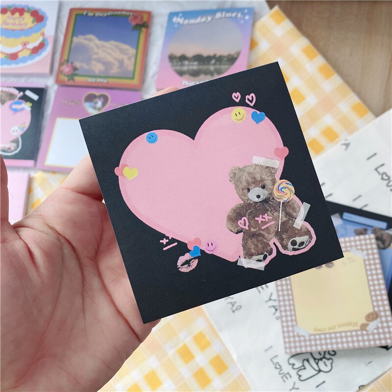 50sheets Kawaii Cake Bear MemoPads Vintage Paper Writing Notepad Note Book Sticky Notes Learning Stationery Note Paper