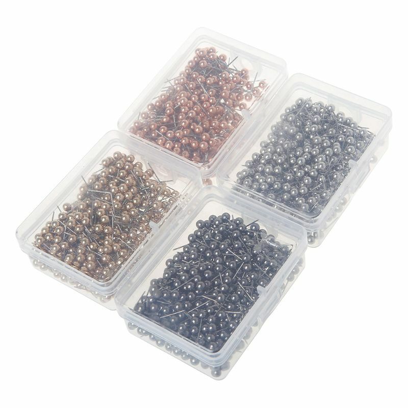 400 PCS Gold Silver Color Map Tacks Push Pins, with  Round Plastic Head and Steel Point Thumb Tacks Pin Office School