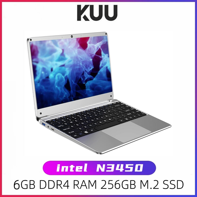 KUU – pc portable KBOOK PRO avec écran de 14.1 pouces, processeur Intel N3450 Quad Core, 6 go de RAM DDR4, SSD de 256 go, technologie IPS, port Sata 2.5 supplémentaire