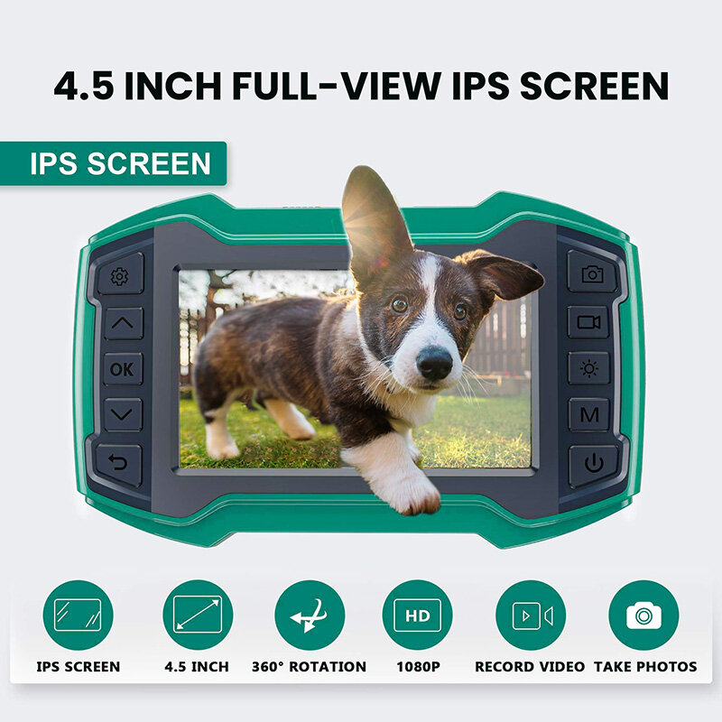 Caméra endoscopique industrielle 1080P 4.5 "IPS, caméra d'inspection vidéo serpent avec 8 LED, câble Semi-rigide détachable