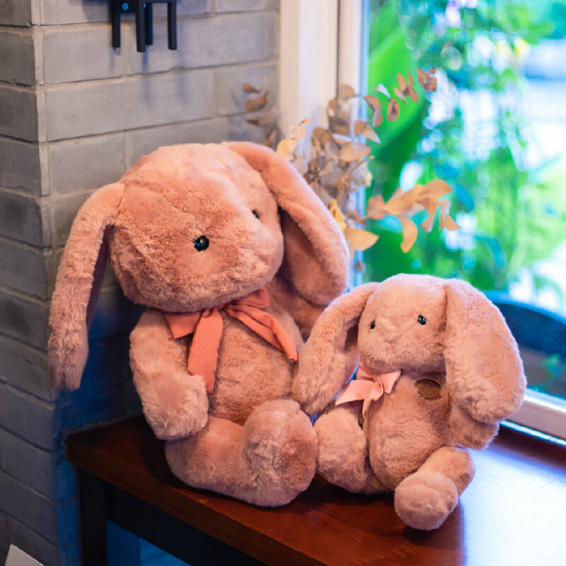 Симпатичный розовый кролик, плюшевая игрушка, кукла, длинные уши, буждающий кролик, кукла