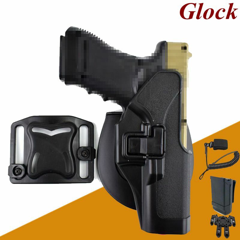 Engrenagem tática glock 17 19 22 23 31 32 caso arma pistola airsoft mão direita cinto coldre + arma sling molle plataforma mag bolsa