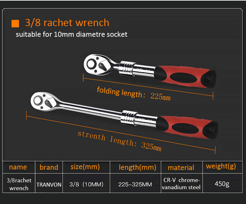 Adjustable Ratchet Wrench Socket Wrench Ratchet Handle Wrench Telescopic Flexible Car Repair Tools Hand Tools