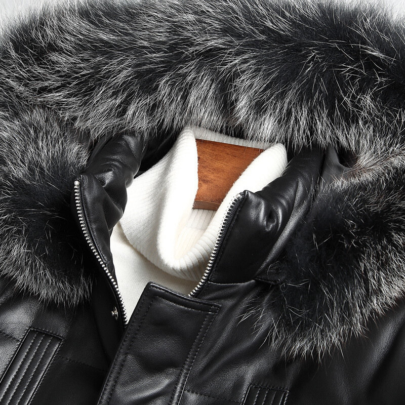Royal Fox Fur กับ Hood,คุณภาพสูง,ฤดูหนาว,ของแท้หนังส่วนใหญ่ร้อน,slim Fit แจ็คเก็ตธุรกิจ