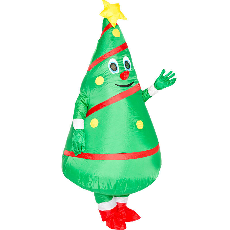 شجرة كريسماس قابلة للنفخ ازياء للكبار شجرة عيد الميلاد الكرتون تأثيري فستان حفلة مضحكة