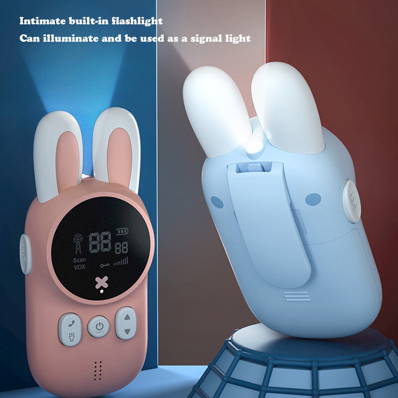 2 Buah Mainan Walkie Talkie Mini Walkie-talkie Transceiver Genggam 3KM Range Anak Radio Lanyard Mainan Interphone untuk Hadiah Anak-anak