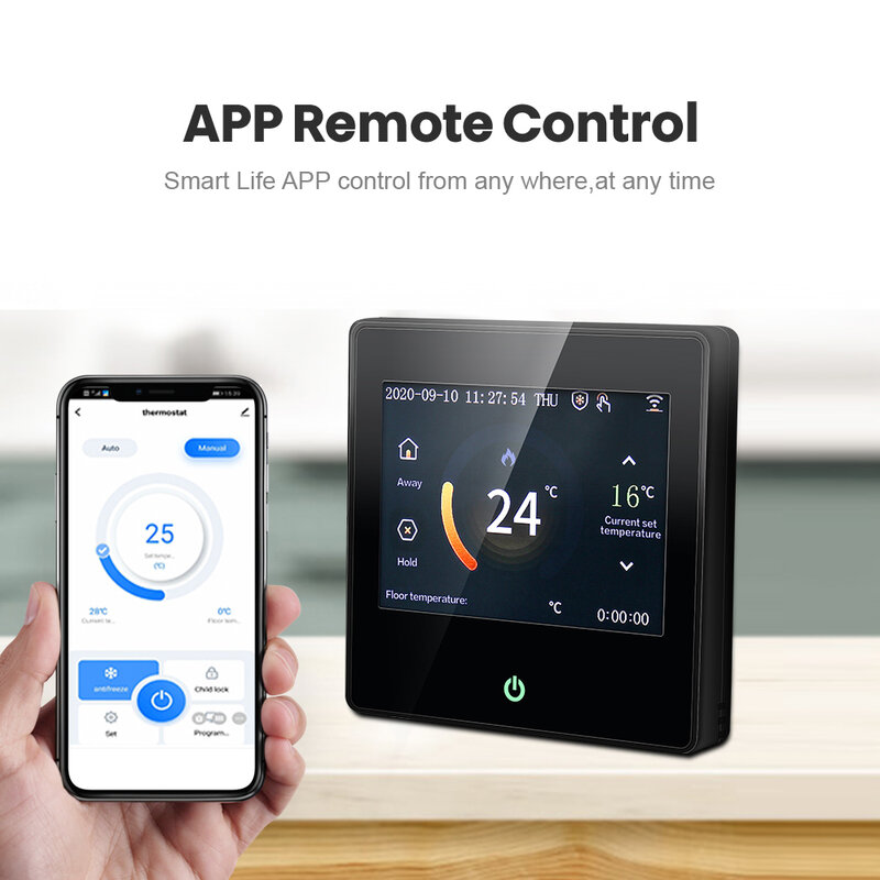 Fancyto WiFi Smart Termostat Pengendali Suhu Pemanasan dengan Celsius/Fahrenheit Layar Sentuh LED Bekerja dengan Alexa Google Home