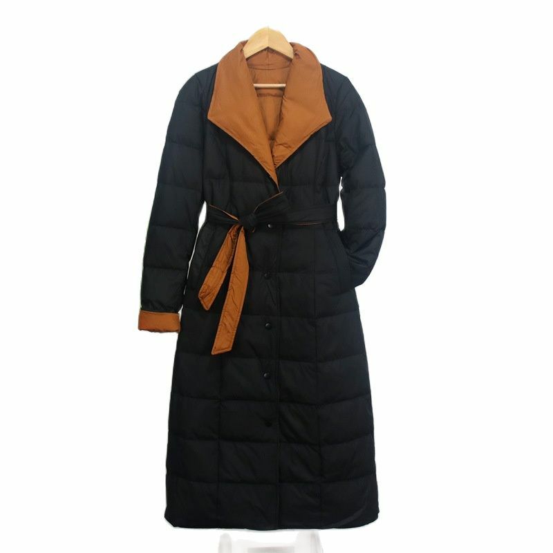 2021 New Woman Jacket Parkas Belted Color Matching Coat Down Women'S Over The Knee Winter Clothing Coat