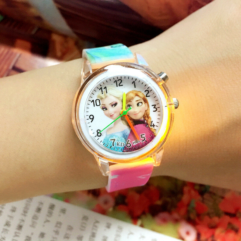 Cartoon Cute Colorful Light Silicone Quartz Watch Children Kids Girls Fashion Bracelet Luminous Wrist Watch Clock