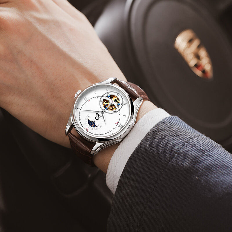Reloj Mecánico Tourbillon para hombre, nuevo accesorio Masculino de marca de lujo, automático, de negocios, resistente al agua, de cuero, 2020