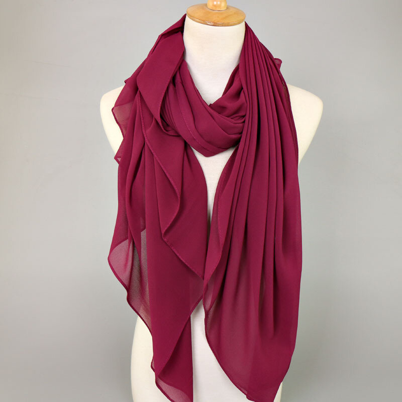 Женский однотонный квадратный шифоновый хиджаб, однотонный плотный шарф, 145 х 145 см