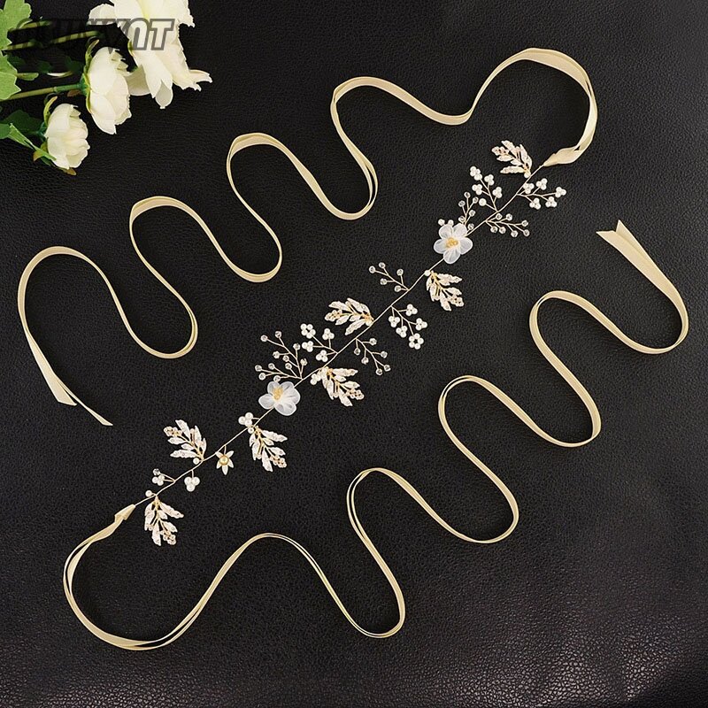 Cinturón de moda para boda, diadema de boda, Tiara nupcial con cuentas de perlas, cinturones de flores para boda, accesorios para el cabello, cinturón nupcial
