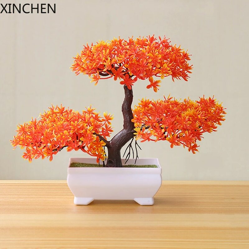 Planta artificial flor artificial decoração de casa bonsai árvore pote planta falso vaso de flores ornamento para casa quarto jardim decoração