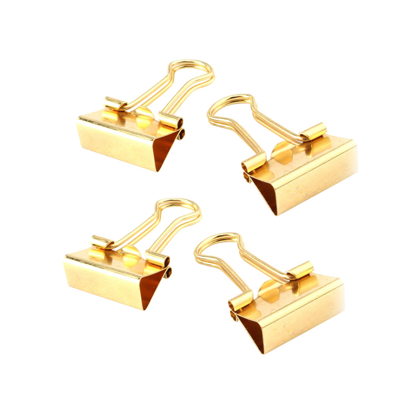 12pcs 19mm Metal Binder Clips Paper Clamp Clips Fold Back Clips School Office Home Supplies (Golden)