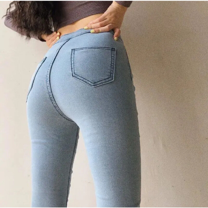 Liberjog Vrouwen Stretch Jeans Slim Sexy Push Up Heupen Elastisch Katoen Denim Broek Rits Vrouwelijke Stretch Casual Broek Plus Size