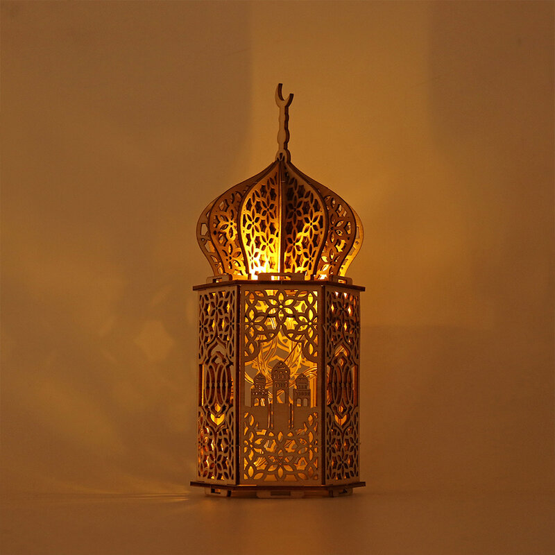 Ramadan lampa na przyjęcie nocne oświetlenie sypialni dekoracja wnętrz kreatywne wakacje Retro drewniane sztuki minimalistyczne puste lampy stołowe