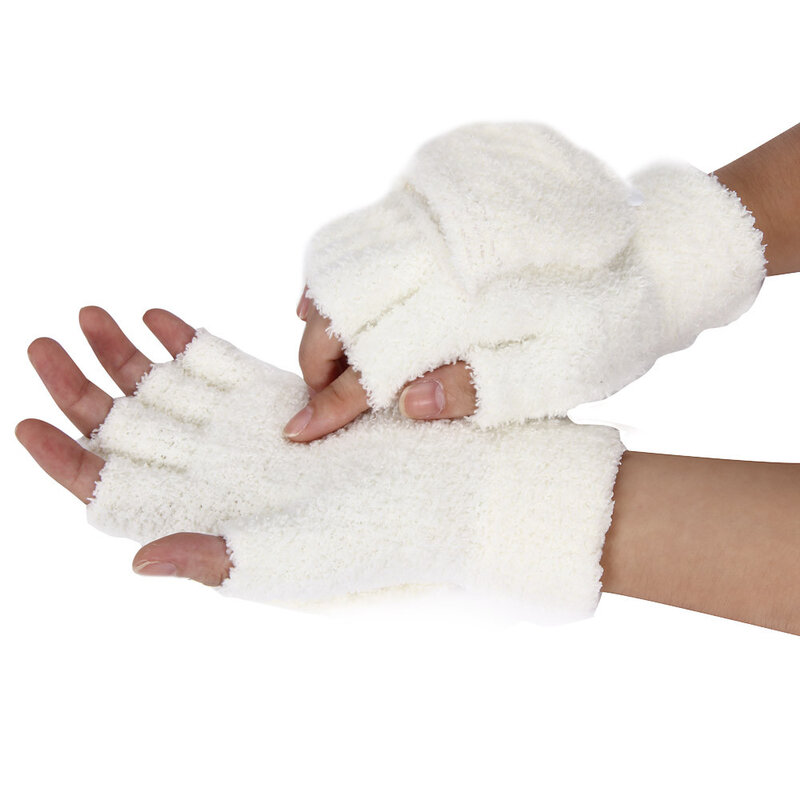 2020 inverno quente espessamento luvas de lã de malha flip fingerless flexível dedo exposto luvas grossas luvas masculinas